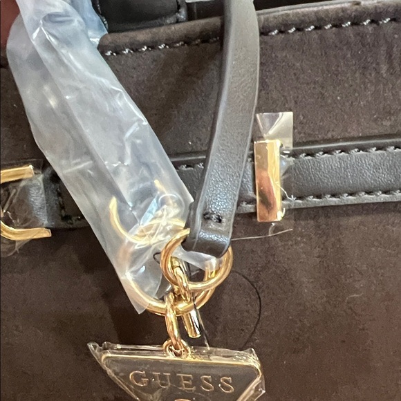 Guess | Chocolate Brown Satchel w/Iconic Logo Bag Charm - Picture 9 of 17